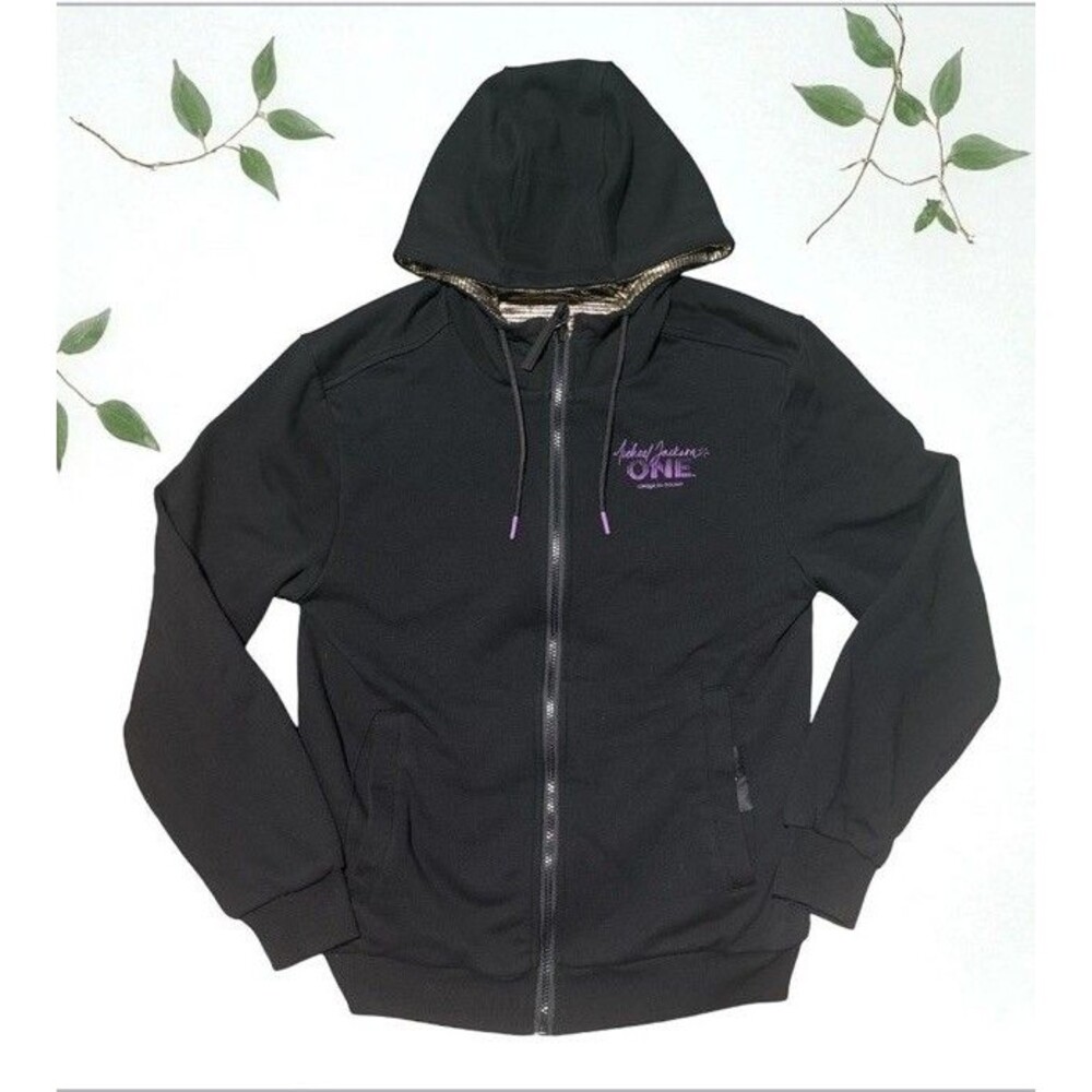 Michael Jackson One Cirque du Soleil Hoodie XS Black Zip Gold Hood Heavy